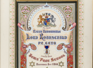 Lord Rothschild’s 70th birthday testimonial from the Jews’ Free School, London, 1910