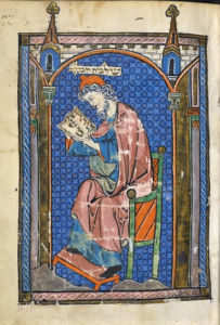 Illustration of King Solomon from Medieval French text, held by the British Museum