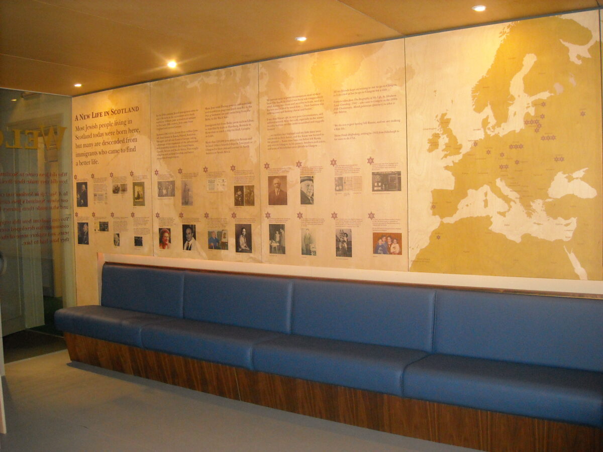 An image of a large map of Europe on an exhibition wall