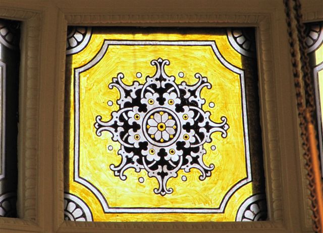 A patterned stained glass window