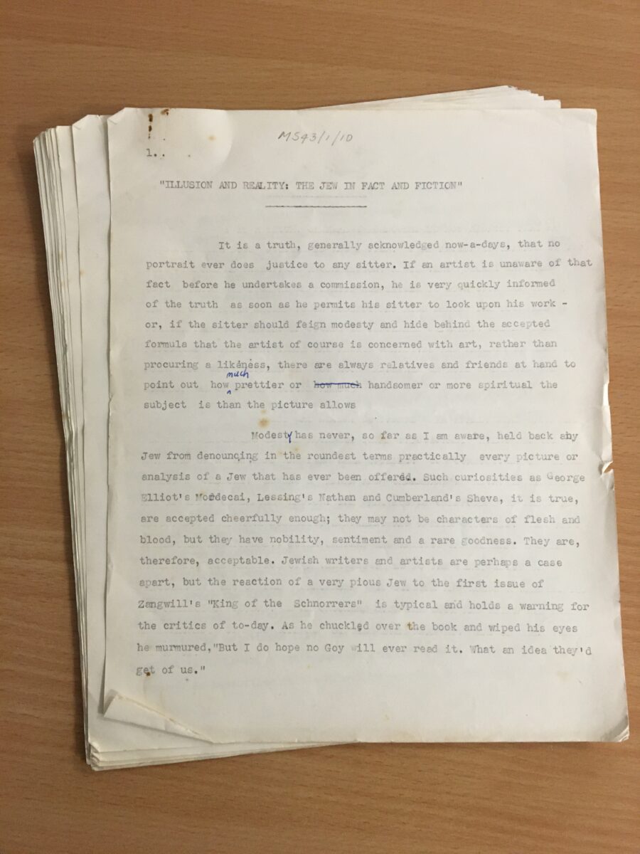 A typewritten, draft of an article from the Rosenfeld sisters collection.